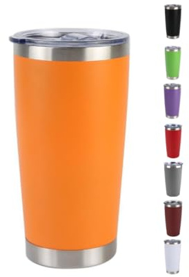 Home Universal ® Termo de Café Acero Inoxidable, Vaso Térmico con Aislamiento, 12h Caliente / 24h Frío, para agua, té caliente y frio (Naranja, 600 ML)