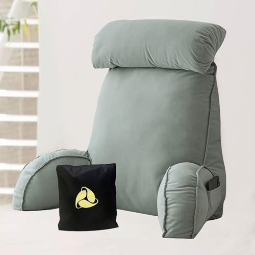 Ergonomisches Lendenwirbelstützkissen für Bett Sitzen und Gaming, extra großes Lesekissen mit Nacken-/Armstütze und waschbaren Bezügen, Rückenstützkissen für verbesserte Körperhaltung, 75 x 40 x 58 cm