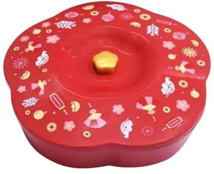 Qianly Divided Serving Tray Snack Platters Compartments, Dish Food Tray, Snackle Tray Serving Bowl for Chinese, New Year Candy, Red