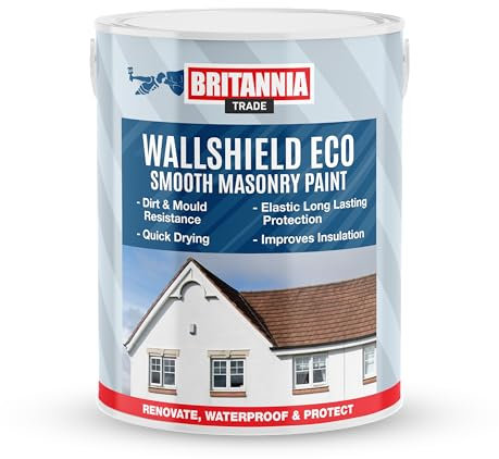 AQUASHIELD Britannia Paints Wallshield Eco - Water Based Masonry Paint - Dirt & Mould Resistant (Champagne, 5 Liters)