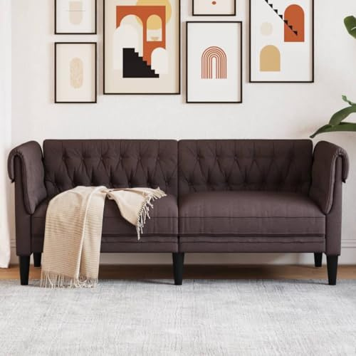 Xichuzi Sofá Chesterfield de 2 plazas Tela marrón Oscuro, Sofas De Salon, Sofa Relax - 372550