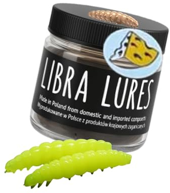 Libra Lures Larva Multi 25mm | Forellenköder Supersoft | Inhalt: 25 Stück (5x5)| Aroma: Käse | Farbe: 006 / Hot Yellow