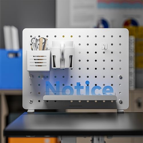 Pegboard, Stecktafel, Klemmbares Pegboard für den Schreibtisch, Schreibtisch-Organizer-Set, Regal für Gaming-Bürobedarf mit Zubehör(White)
