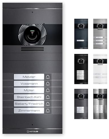 Metzler VDM10 2.0 Video Türsprechanlage, Sprechanlage Individuell konfigurierbar mit austauschbarem Namensschild, Anschlussart (LAN PoE / 2-Draht IP), Optional mit Innenstation - In Eisenglimmer