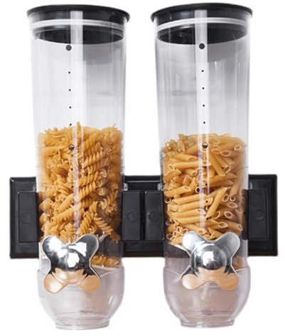 Triple dispensador de madera seca - Almacenamiento de cereales indispensable, basura de grano de rejilla | El contenedor de gran capacidad mantiene los alimentos frescos y organizador de cocina