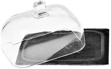 FAJNUZI2024 Mantequillera Tapa de Vidrio Transparente for Mantequilla, Plato for Queso, Cubierta for Postre, Recipiente for Almacenamiento de Mantequilla, Plato de losa de Roca Mantequera