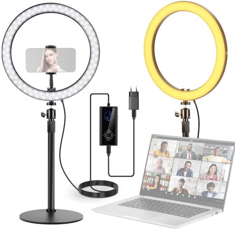 NEEWER Anneau Lumineux de Bureau Haute Puissance 12 24W avec Support pour Téléphone,éclairage LED pour Selfie,Vidéoconférence, Streaming,Maquillage,Vlog,Ordinateur Portable,Webcam,Zoom,Appel,RH12B