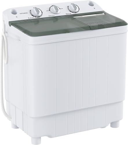 Sustainova Tragbare Waschmaschine, Doppelwanne, 4,5 kg Kapazität, (3,5 kg) und Spinner (1 kg), Kombi-Mini-Waschmaschine, kompakt, für Zuhause, Wohnung, Camping, Wohnmobile und Schlafsäle, Schwarz/Weiß