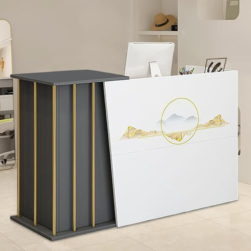 Receptiondisk med Låsbara Lådor, Kassadisk för Butik med 4 Förvaringsutrymmen, Skrivbord i Trä för Hem, Kontor, Klädbutik C 100cm
