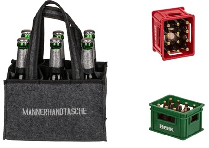 Out of the blue Handtasche für 6 Bierflaschen Bestickt MÄNNERHANDTASCHE/Maße: 24 x 14 x 16 cm