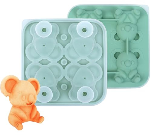 Moules à glace en silicone - 4 compartiments - En forme d'ours - Pour cocktails - Moules ménagers faciles à démouler - Formes rondes pour congélateur, barres de nourriture pour bébé, cuisine