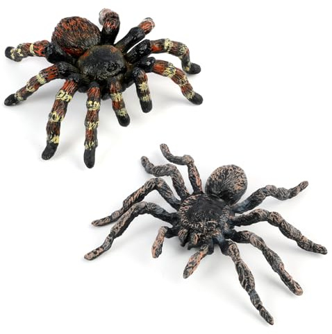 2 Piezas Juguete de Araña Realista, Figura Tarántula, Arañas de Halloween Figuras de Animales Realistas Modelo de Acción de Araña Realista para Accesorios de Broma Fantasma Carnaval Décoration Jardín