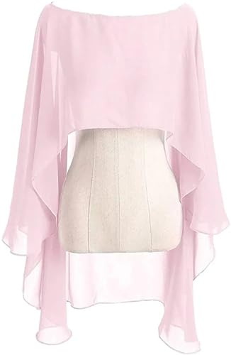 IKFGTJRE Coprispalle Chiffon Bolero Mantella da sposa in chiffon donna, bolero, sera(Pink)