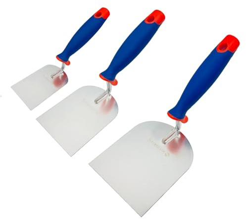 Stuckateurspachtel Gipserspachtel 3-tlg Set 60mm 80mm 100mm Edelstahl Rostfrei Putzkelle Gipserkelle Stukkateurkelle Spachtel Kellen