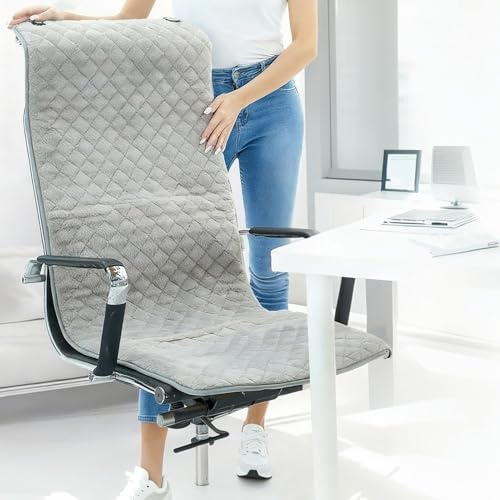 Troqullium USB-beheizbares Sitzkissen for Bürostühle, 50 x 126 cm große Heizfläche, beheizbarer Sitzbezug, Therapie-Heizkissen, for Stuhl, Sofa, Couch, Camping, Reisen(Gray)