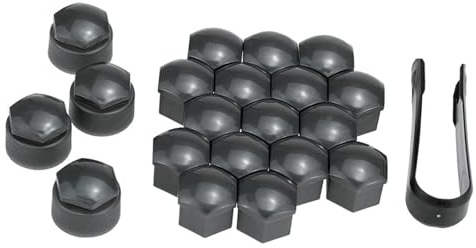 AKLOSIPY Universelle 17-mm-Radschraubenkappen, Graues ABS, Set mit 16 + 4 Stück, 17-mm-Radschraubenkappen, für MK4, mit Schrauben oder Muttern.