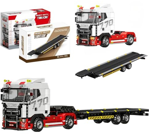 SymGrpu Schwerlast-LKW und Anhänger Bausteine Bausatzfür Erwachsene, 1211 Teile Europäisches LKW Modell Spielzeug, Engineering Fahrzeugbau Klemmbausteine, Geschenk für die Einrichtung des Homeoffice
