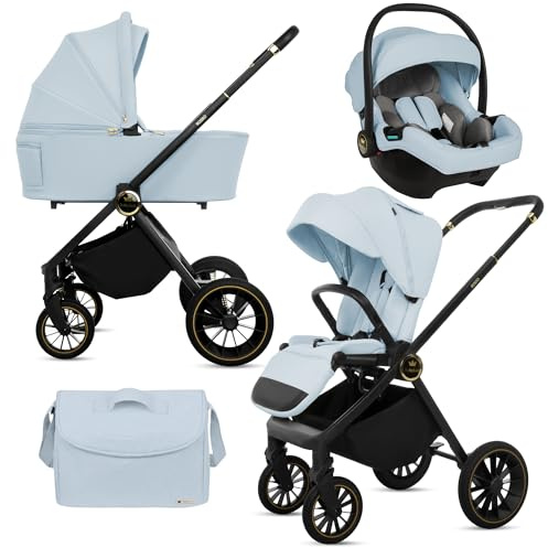 BabyLux® Carrito Bebe 3en1 ROSSO, Conjunto de Cochecito Ligero y Plegable Que Incluye Capazo, Silla de Paseo, Portabebés i-Size, Bolso Cambiador y Más Accesorios, 0-22kg, Protección UV 50+,Ventilación
