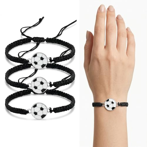 4 Pezzi Braccialetti Calcio per Bambini e Ragazzi, Braccialetto Calcio Intrecciato Regolabile, Gadget Calcio Compleanno Bambini, Regalini Fine Festa e Bomboniere Sportive per Tifosi