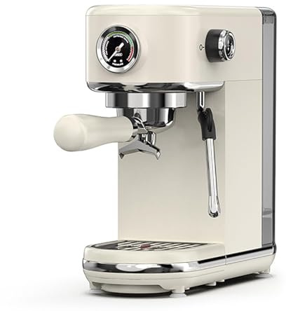 Espresso Coffee Machine: Compact Stainless Steel Maker with Visual Pressure Gauge and Adjustable Steam Pipe for Creamy Cappuccino and Latte