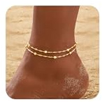 FUNEIA Silver Gold Anklets for Women Glitter Waterproof Adjustable Anklet