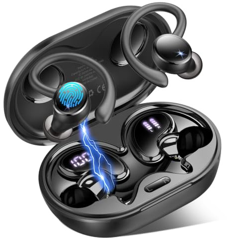 2026 Cuffie Bluetooth 5.4 Sport, 50 Ore Cuffie In Ear con Cancellazione Rumore ENC e 4 HD Mics, Auricolari Bluetooth con 6D Bass Stereo, Cuffie Senza Fili HiFi con LED Display, IP7 Impermeabile