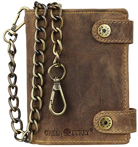 Greenburry Vintage RFID Leder Biker Wallet Geldbörse Portemonnaie mit Kette BV-1796AB-RFID-25/Chain