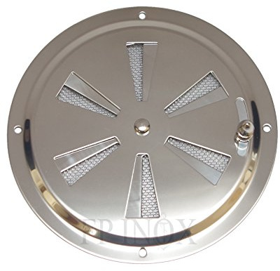 FP INOX Rejilla de ventilación Redonda Ajustable de 151 mm con mosquitera de Acero Inoxidable 316 – A4 – Plata 5321466