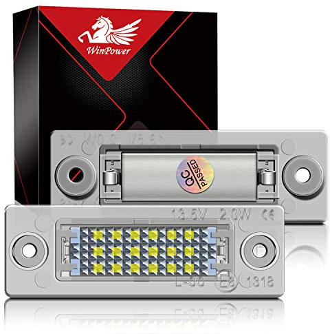 WinPower Kennzeichenbeleuchtung Nummernschildbeleuchtung Weiß Kompatibel mit Passat B5.5/B6 Caddy MK3 Golf5 plus Jetta/Syncro MK5 Transporter T5 Touran1 Superb1 3U B5 usw., 2 Stück