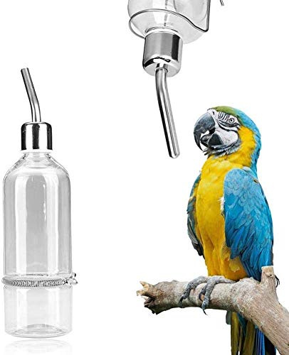 HEEPDD Automatic Bird Water Bottle, Leakproof Stainless Steel Small Animal Waterer with 180ml Capacity, Durable Hamster Rabbit Chinchilla Ferret Water Feeder for Cage Home Travel Use