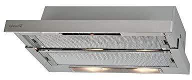 CATA TF 526X - Hotte Extractrice de Cuisine - Type Télescopique - 2 Moteurs de 65W - Classe Énergétique D - 3 puissances d'extraction - Panneau de Commande Coulissant - En Acier Inoxydable