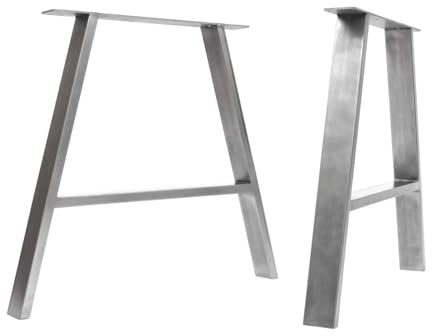 The Hairpin Leg Co. [HLC] 2 x Industrial A-Frame Table Legs - Surface Conditioned Steel, Precision Laser Cut, TIG Welded with Free Screws, Build Guide and Floor Protectors - 71cm [Table Wide, Clear]