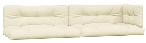 vidaXL Palettenkissen 5-TLG., Palettenauflage für Europaletten, Palettenpolster Palettensofa Outdoor Indoor, Sitzkissen Rückenkissen Seitenkissen, Creme Stoff