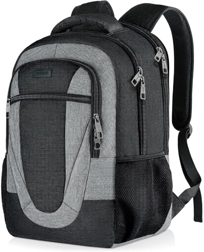 BIKROD Backpack for Men and Women, Extra Large School Backpacks for Teens, Water Resistant Back Pack Fits 17 Inch Laptop, Business Anti Theft Sturdy Computer Bag Gifts, Blackgrey
