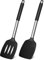 Joyfair Silicone Spatula, Stainless Steel Spatula Pack of 2, Cooking Turner/Non Stick Kitchen Slotted Utensil Set Ideal for Fish, Eggs, Pancakes, Heat Resistant & Dishwasher Safe, Black