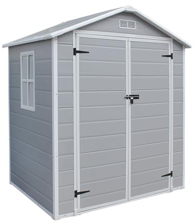 Panana Plastic Garden Storage Shed Outdoor Storage Includes Plastic Floor, Strong Structure House Tool Shed (L x W x H) 125 x 182x 210 cm