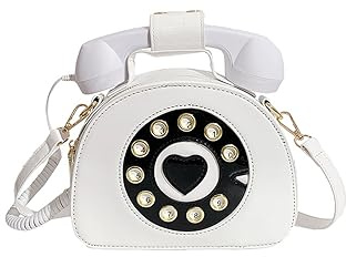 PORRASSO Umhängetasche Damen Kreative Schultertasche Telefon Geformte Handtasche Retro Crossbody Bag Weiß