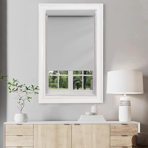 Verdunklungsrollo Fensterrollo 100 x 50 cm Flexibler Seitenzug Top Qualität Deckenmontag Seitenzugrollo Inkl Montage-Teile, für Wohnzimmer, Schlafzimmer, Hellgrau
