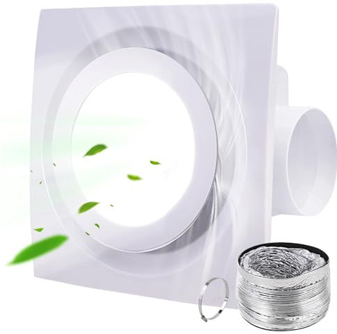 FEITON Bathroom Fan with Light Exhaust Fan Ceiling Mount Vent Fan Light Combo, 30W, 110V, 110 CFM 1.0 Sones, Square Quiet Ventilation Fan with LED Light