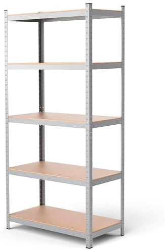 EDIESI, Estanterias Almacenaje, 180 x 90 x 40 cm, Metalicas, Galvanizadas, Material MDF, para Hogar, Trastero, Garaje, 5 Baldas Ajustables, Carga Máxima 875 kg (1 Unidad)