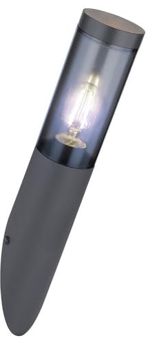 GLOBO Außenwandlampe Wandleuchte Edelstahl Wandleuchte Fackel Aussen Gartenlampe, anthrazit rauch, Fernbedienung dimmbar, RGB LED 8,5W 806Lm warmweiß, DxH 7,6x40 cm