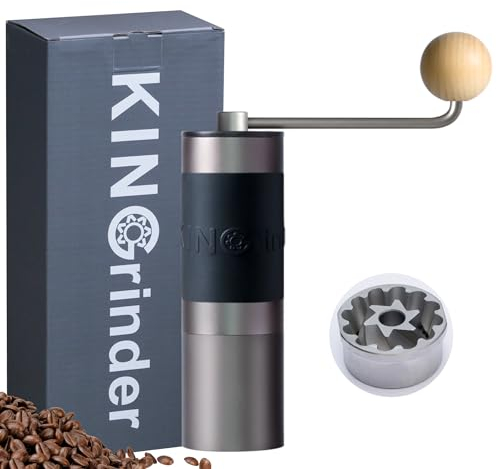 【Iron Gray】KINGrinder K2 Manual Hand Coffee Grinder with Straight Handle for French Press, Drip, Espresso with Assembly Consistency Stainless Steel Conical Burr Mill, 20-25g Capacity