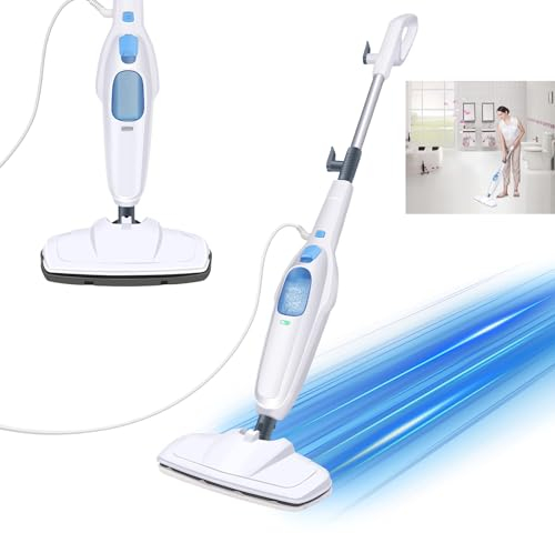 Banas 1500W Electric Steam Mop with 400ml Water Tank, 2 Reusable Mop Pads & 4.8m Cord - Integrated Design, Rapid Heating, High Steam Volume, Multi-Floors & Carpets Cleaning, Steam Volume >28g/min