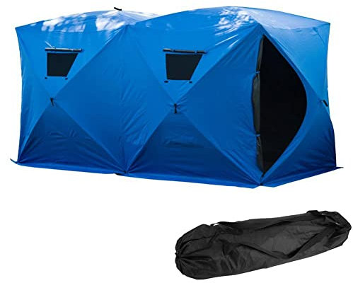 OUZBEM Winter-Angelzelte für 5–8 Personen, Winter-Eisangelzelte, Campingzelt, winddichter Schutz, warme Außenzelte für Winterangeln (blau, 5–8 Personen, 360 x 180 x 180 cm), kleines Geschenk Vision