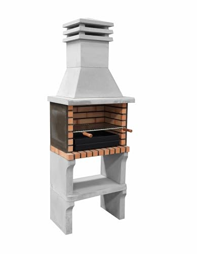 MOVELAR - Barbacoa de Obra Prefabricada de Leña y Carbón Modelo Iberia Plus XL (Gris, Naranja - 69 x 47 x 190 cm) REF: M00332 - Compatible con Módulos New Iberia para Cocina de Exterior