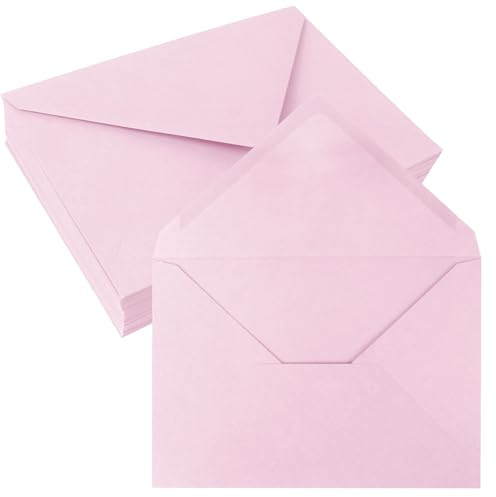 JAGERGREEN 50-pack 5 x 7 kuvert brevstorlek, rosa A7-kuvert självförsegling för bröllopsinbjudan, kuvert 5,4 x 7,6 för gratulationskort, foton, babyshower, examen, tackkort, meddelanden