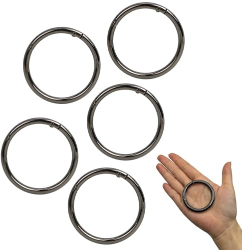 5 Stück Runde Karabiner, 61mm OD, 50mm ID, Sehr Robust Zinklegierung Runde Karabiner, Ring Karabinerhaken, Rund Groß Karabiner, Rund O Ring, für Tasche, Schlüsselanhänger, DIY (Schwarz)