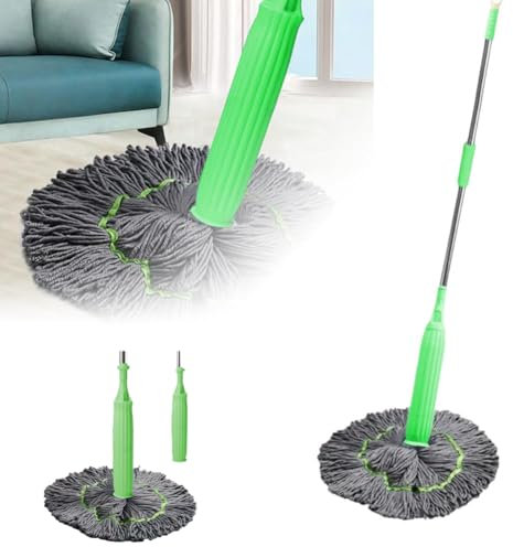 Trapeador deshidratado 2 en 1, sistema de fregona giratoria de piso con juego de escurridor, nueva fregona autoescurridora 2024, fregona de limpieza de pared redonda giratoria de 360 grados, mopa de