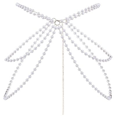 NICENEEDED Perlen Hüftkette Für Damen Mehrlagige Weiße Verstellbare Kleid Bauch Bikini Kette Mehrlagige Taillenketten Strand Körperschmuck Halloween