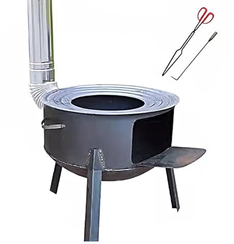 Estufa LeñA PequeñA Estufa de leña portátil para acampar, estufa de camping portátil con tubo de chimenea, placa de acero engrosada de 2,7 mm, estufa de campamento para cocinar, tienda de ca
